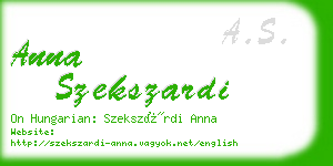 anna szekszardi business card